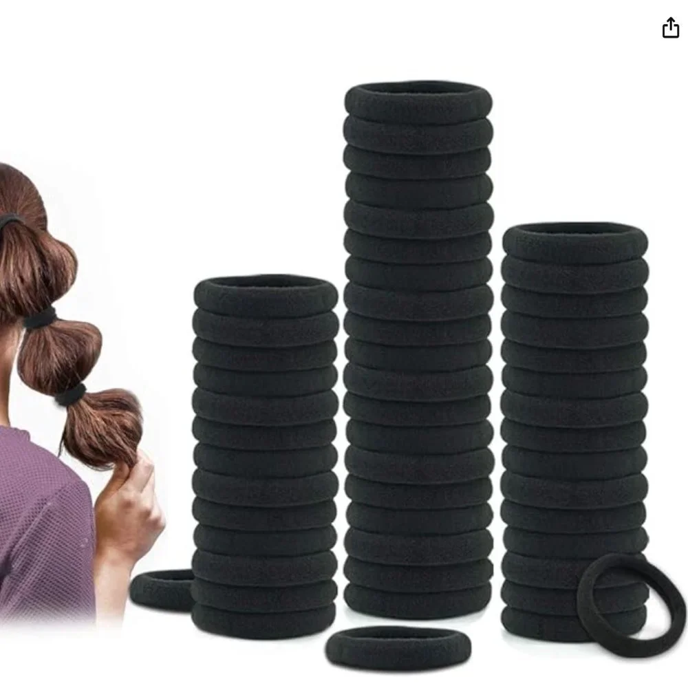 30 Pcs Simple Black Seamless Elastic Hair Ties‎